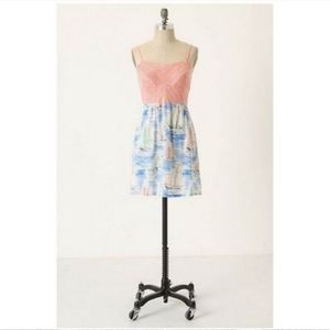 Anthropologie Eloise Maritime Sailboat Striped Chemise Dress Size L